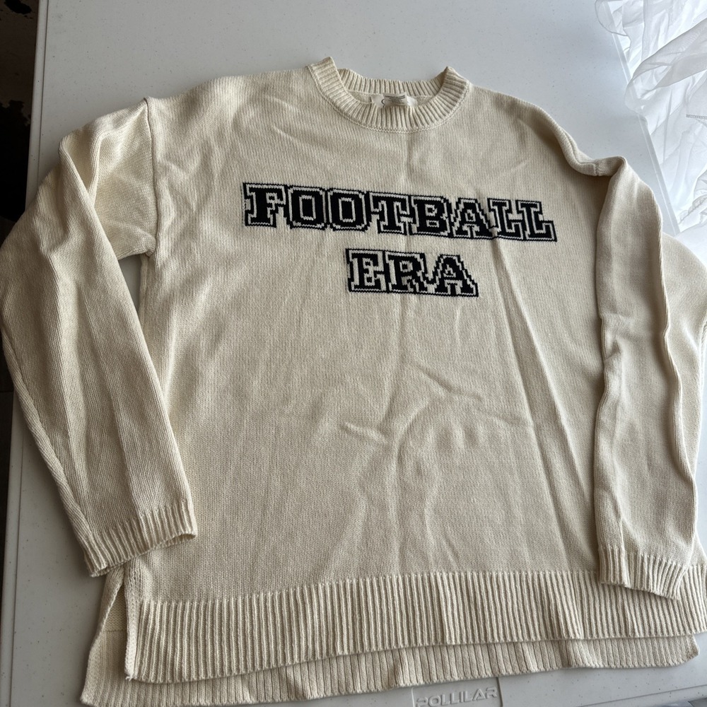 Jessica Simpson Sweater Size Small Football Era Cream!